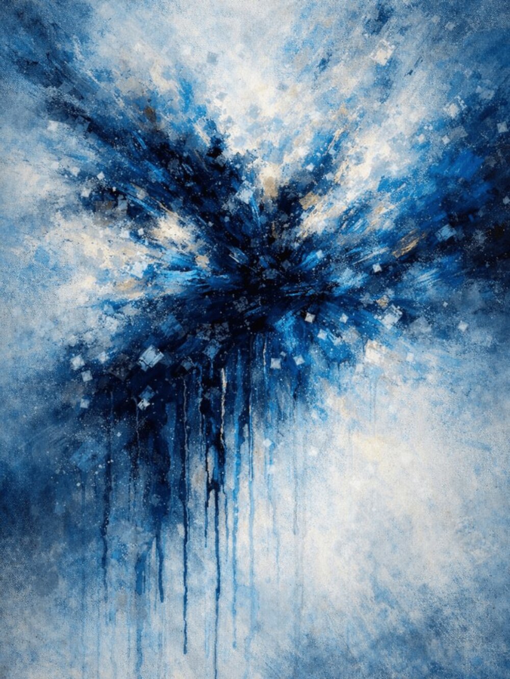 Blue White Abstract Art Print 36x24 Modern Wall Decor